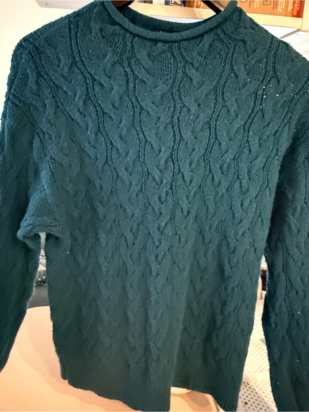 J.Crew Cable Knit Crewneck Sweater - Dark Teal